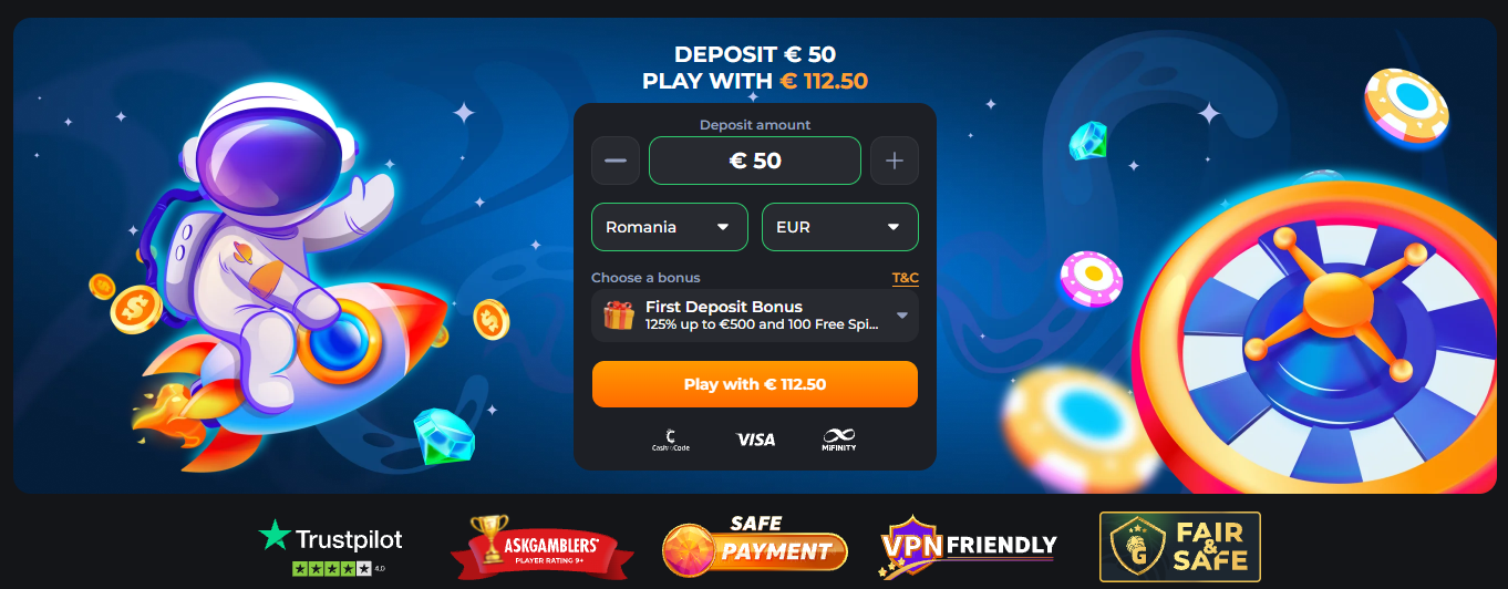 7. CosmicSlots – captură de ecran și ofertă